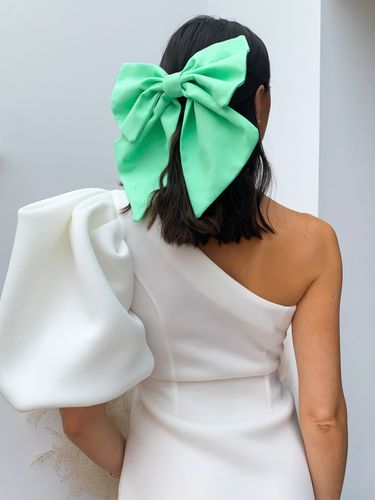 Lila Mint Linen Hair Bow